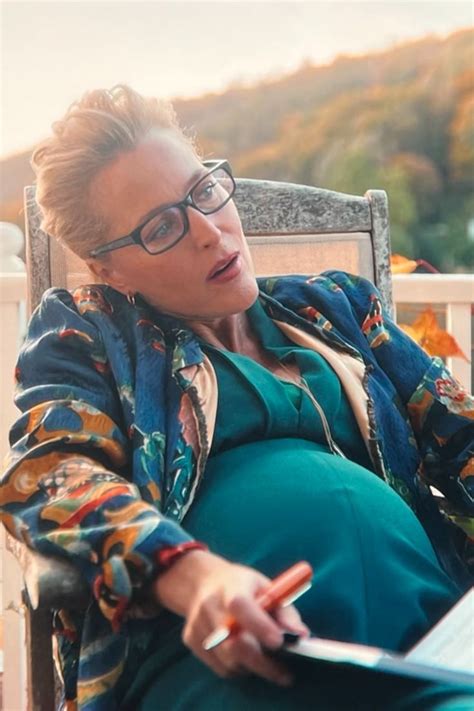 Gillian Anderson Wearing Our Fake Pregnant Belly As Dr Jean F Milburn In Season Of Sex