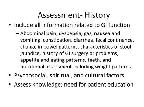 Ppt Assessment Of Digestive And Gastrointestinal Function Powerpoint