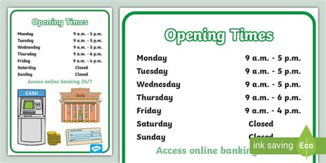 Bank Opening Times Role Play Poster Hecho Por Educadores