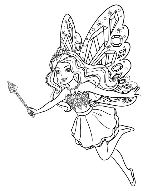 Barbie Fairy With Wings Coloring Page Coloring Page Coloring Nation