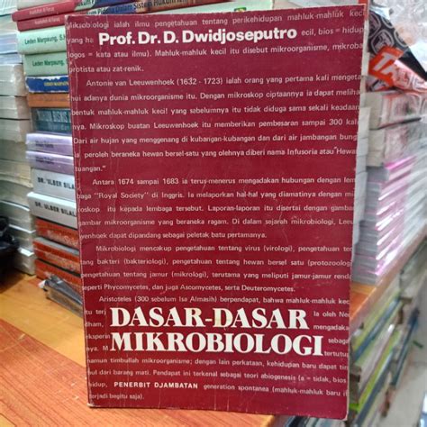 Jual BUKU DASAR DASAR MIKROBIOLOGI PENULIS PROF DR D DWIDJOSEPUTRO