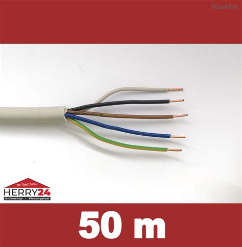 50m Stromkabel NYM J 5x1 5 mm² Grau I HERRY24 Elektro Shop