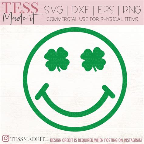 Clover Smiley Svg Lucky Smiley Face Svg Tess Made It