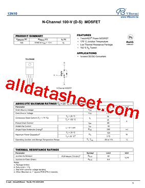13N10 Datasheet(PDF) - VBsemi Electronics Co.,Ltd