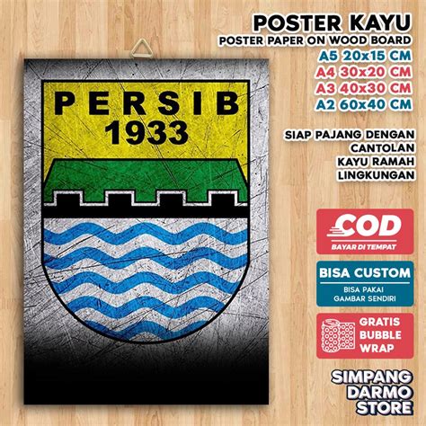 Jual Poster Kayu Persib Bandung Viking Berbagai Ukuran Foster Bola Club