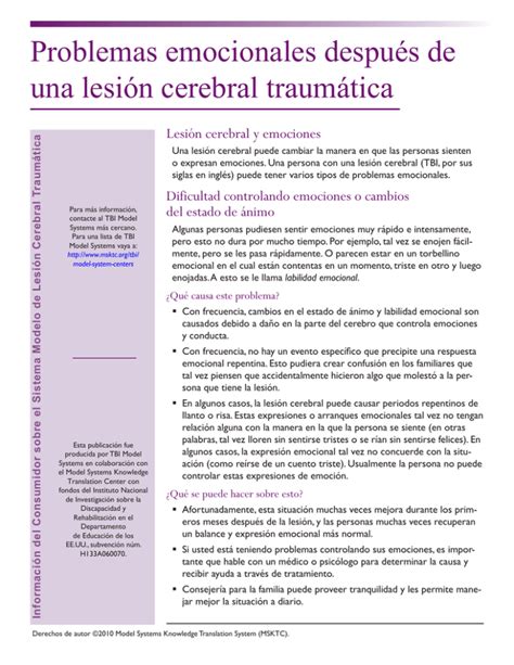 Problemas Emocionales Después De Una Lesión Cerebral Traumática