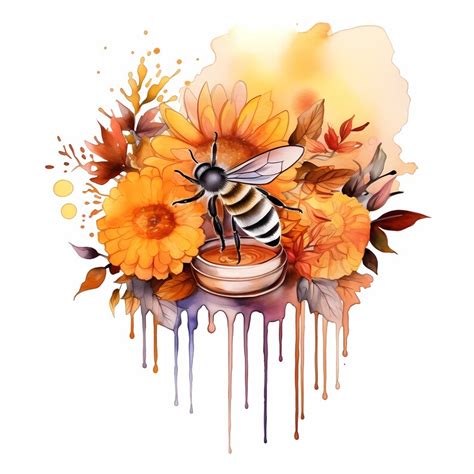 Watercolor Honey Bee Clipart 50 PNG Bundle Garden Bee And Etsy