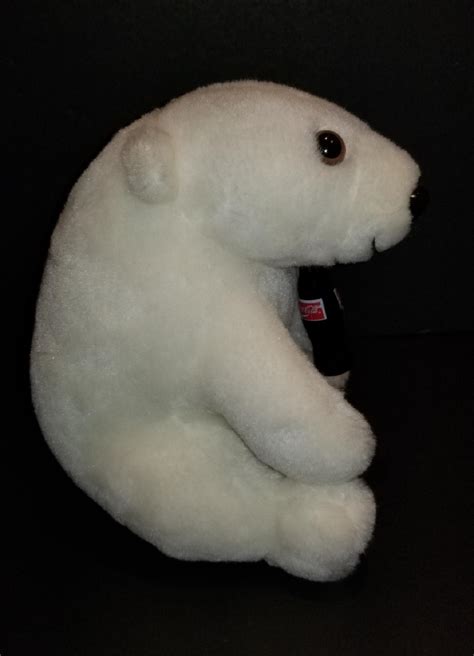 Vtg 1993 White Polar Bear Holding Coca Cola Bottle Stuffed Plush Toy