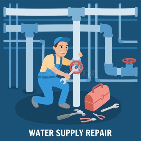 Water Supply Repair Vector Illustration Stock Vector Illustration