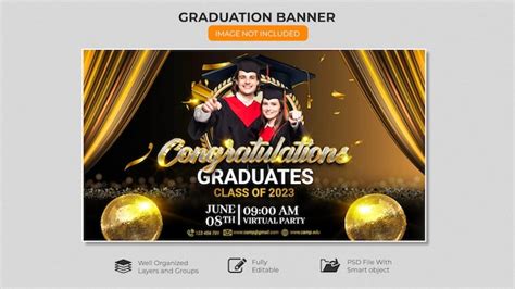 Premium PSD | A banner for graduation banner that says congratulations ...