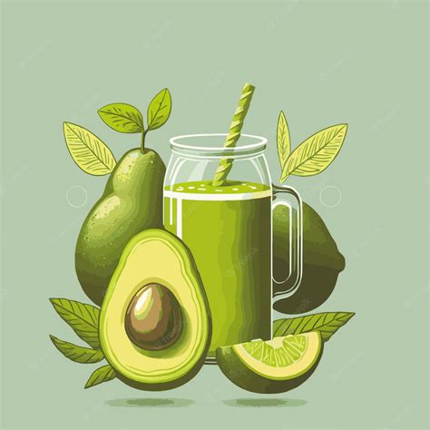 Premium Vector Green Avocado Juice In Jar Vector Illustration A Glass