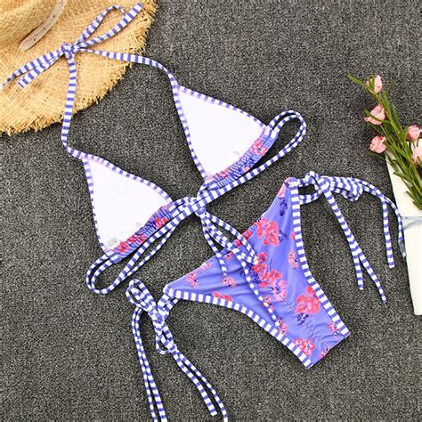 In X Micro String Bikini Set Sexy Estampado Floral Traje De Ba O