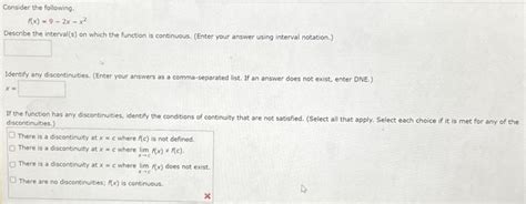 Solved Consider The Following Fx9−2x−x2 Describe The