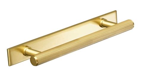 Stirling Satin Brass Handle With Back Plate Kitchen Handles Magnet