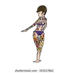 Cartoon Bikini Girl Covered Tattoos Stock Vector Royalty Free 203407984 Shutterstock