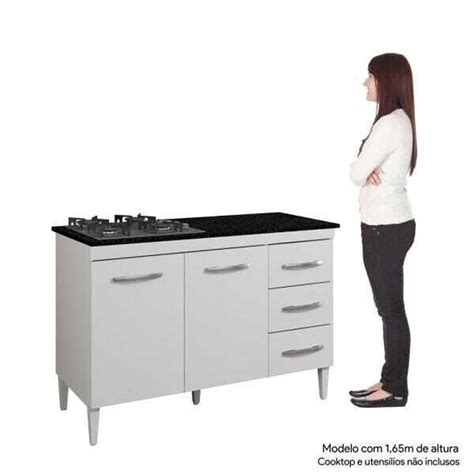 Balcão para Cooktop 4 Bocas 2 Portas 3 Gavetas Virtus Kaiki Móveis