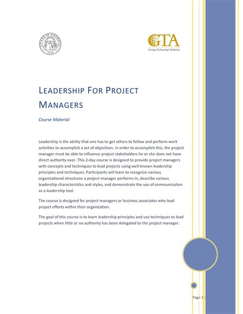 Leadership For Pms Course Material Leadership For Project Managers