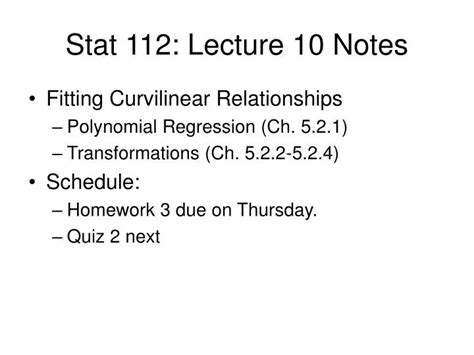 Ppt Stat 112 Lecture 10 Notes Powerpoint Presentation Free Download