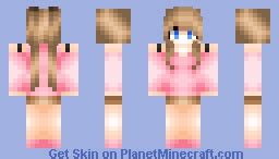 Cute girl in pink Shirt Minecraft Skin