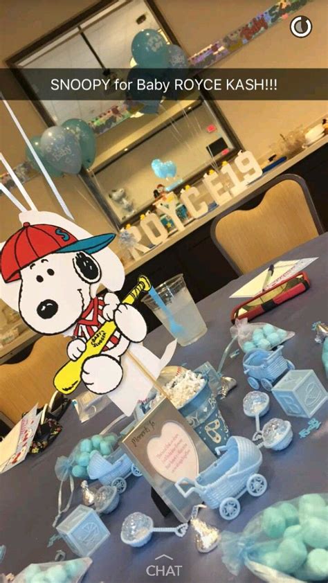 Snoopy Centerpiece For A Boy Baby Shower Theme Snoopy Baby Shower