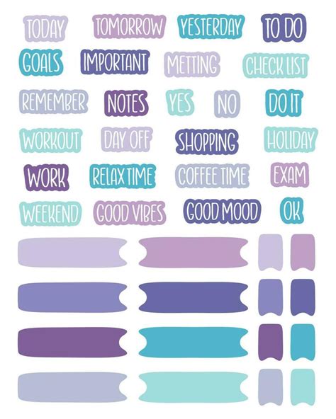 Set of planner stickers. Printable planner stickers. Planners and ...