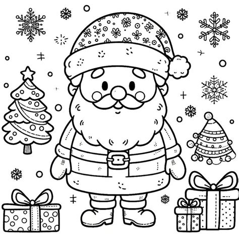 Dessin gratuit Coloriage Père Noël pour enfants de maternelle Santa