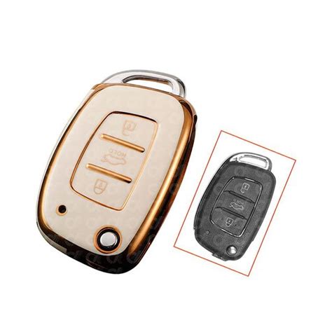 Nano High Quality Cover For Hyundai Flip Key 3 Buttons White Color