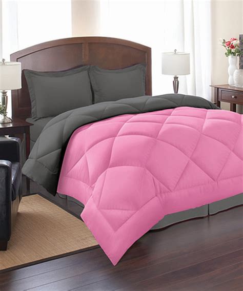 Pink And Gray Reversible Comforter Set Modern Comforters And Comforter Sets