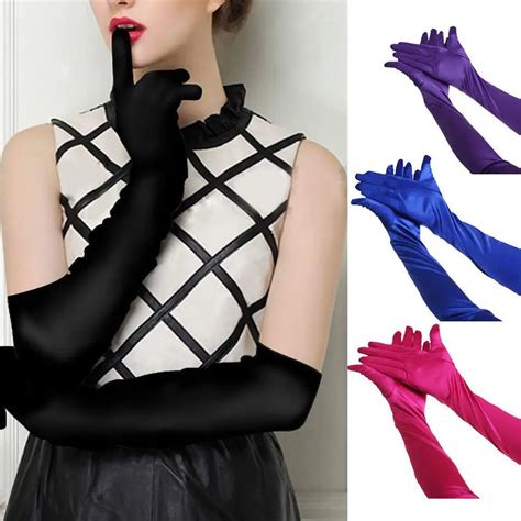 1 Pair Satin Long Gloves Opera Evening Party Prom Costume Gloves New In Women S Gloves From