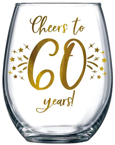 Buy 60th Birthday Or Anniversary Wine Glass Gift Cheers To 60 Years