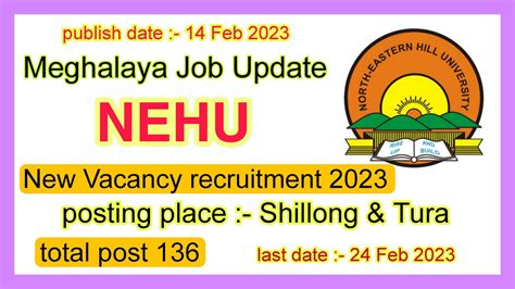 Nehu Recruitment 2023 Meghalaya Meghalaya Job Update YouTube