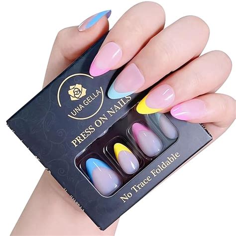 Amazon UNA GELLA Short Press On Nails Color French Short Almond