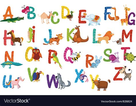 Animals Alphabet Royalty Free Vector Image Vectorstock