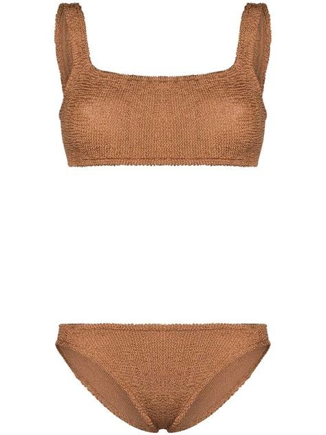 Hunza G Xandra Crinkle Bikini Set Brown Editorialist