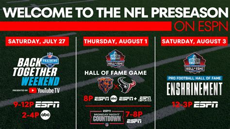 ESPN’s Presentation of the Pro Football Hall of Fame Game and Coverage of Training Camp: Back ...