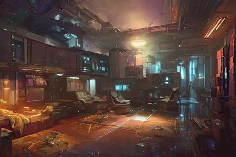 Inside Of Apartment In A Futuristic Cyberpunk Stable Diffusion