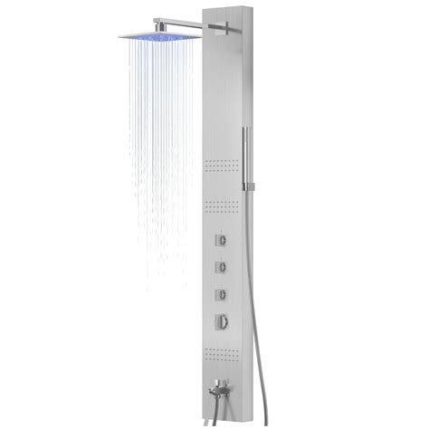 Shower Panel Corsan NEO Mixer Steel LED Rain Shower Spout Steel Yes