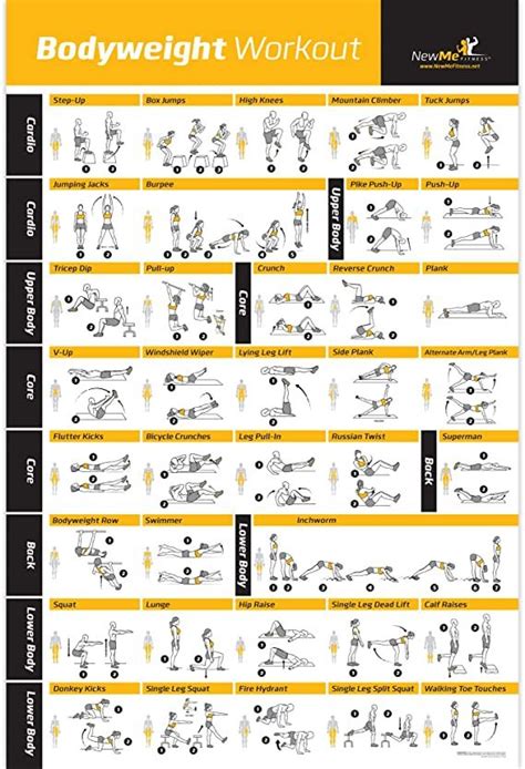 NewMe Fitness Workout Posters for Home Gym - Exercise Posters for Full ...