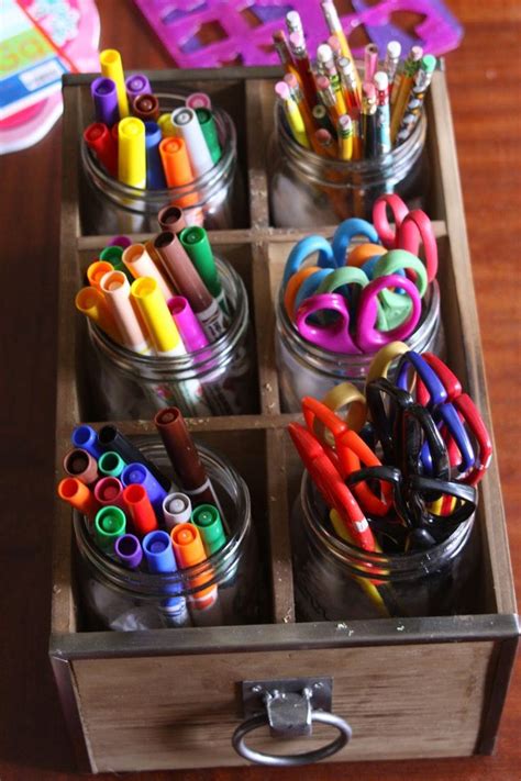 Pretty Art Supply Organizer | Art supply organization, Art supplies storage, Mason jar art