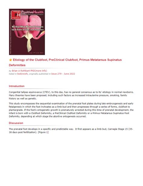 (PDF) Etiology of the Clubfoot Deformity, PreClinical Clubfoot ...