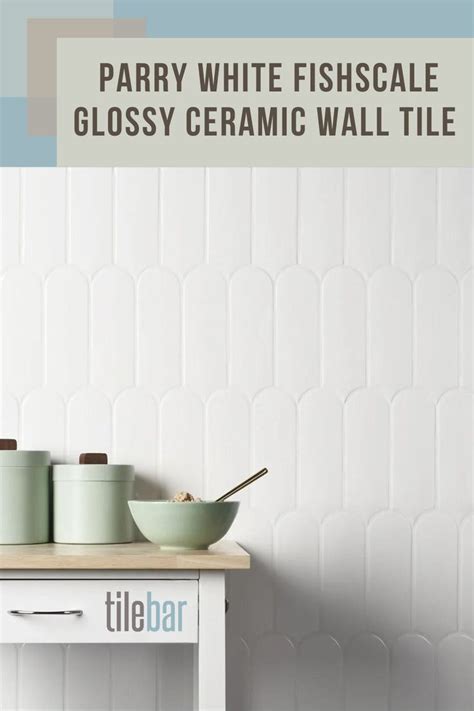 Parry White 3x8 Fishscale Glossy Ceramic Wall Tile Ceramic Wall Tiles