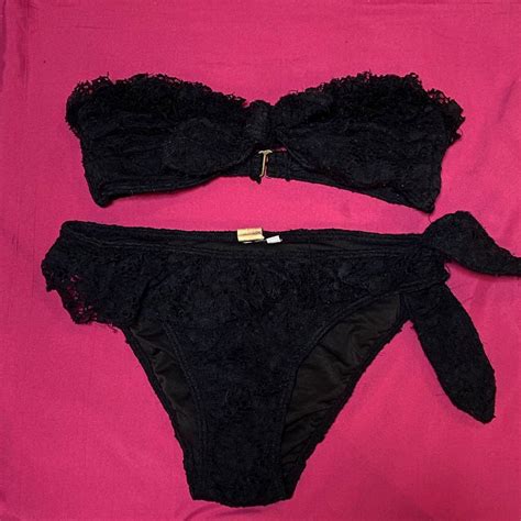 Black Lace Bikini Women S Fashion Swimwear Bikinis Swimsuits On Carousell