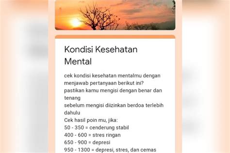 Link Tes Kesehatan Mental Cek Di Sini Untuk Mengetahui Seberapa Sehat