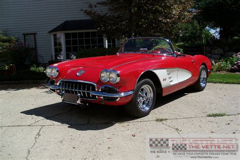 1959 Corvette Convertible Red And White