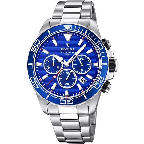 Montre Festina Prestige F Bleu Bracelet Acier Homme Festina