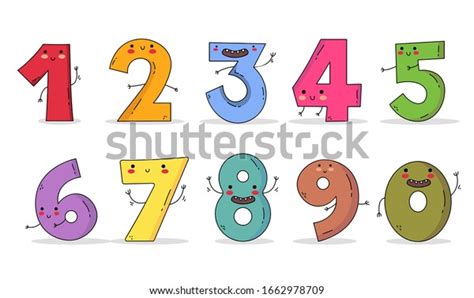 Cute Numbers Character One Two Three Stock Vector (Royalty Free ...