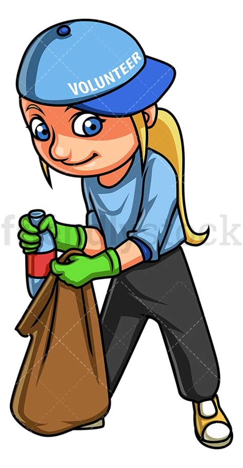 Little Girl Volunteering Cartoon Clipart Vector - FriendlyStock