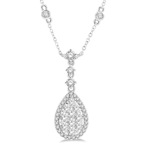 Pear Shaped Cluster Pendant In 14k White Gold