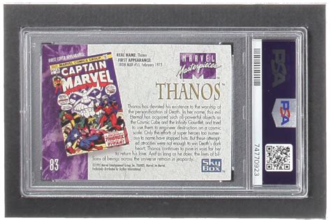 Thanos 1992 SkyBox Marvel Masterpieces 83 PSA 9 Pristine Auction