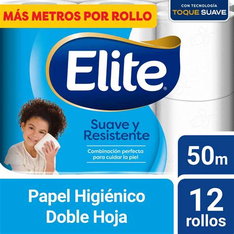 Papel Higiénico Elite Suave Y Resistente 50mts Paquete 12un Plazavea